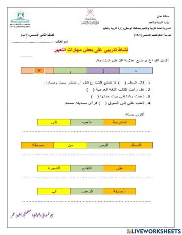 مراجعة (تعبير) إعداد المعلمة نيفين عمر