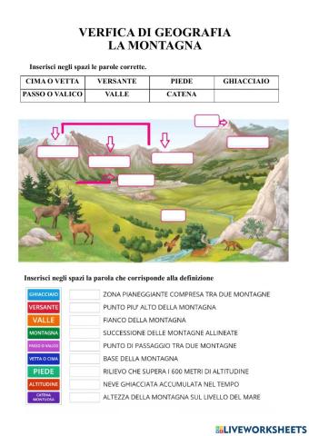 VERIFICA DI GEOGRAFIA:LA MONTAGNA