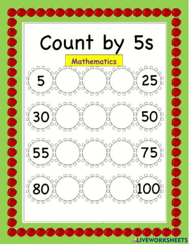 Skip counting in 5's flower worksheet