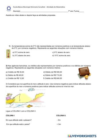 Revisão com números inteiros