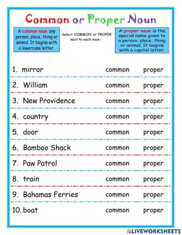 Common and Proper Nouns DJ