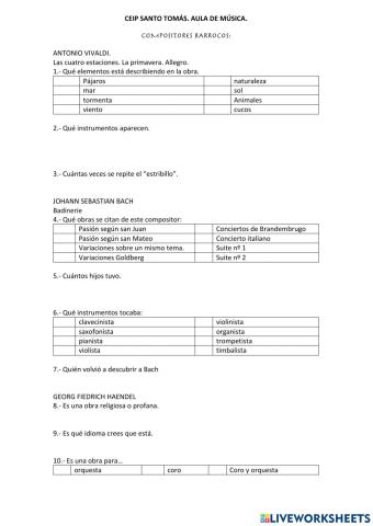 Compositores del Barroco