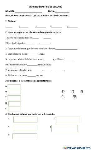 Ejercicio practico sobre el abecedario