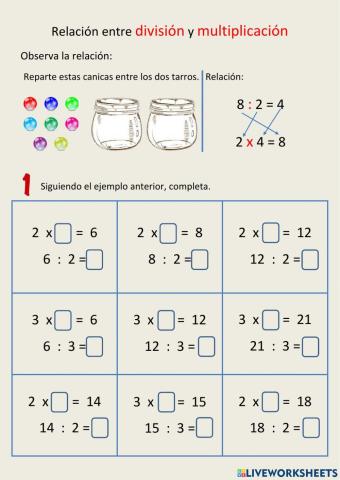 Relación entre división y multiplicación