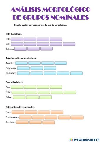 Análisis morfológico de grupos nominales