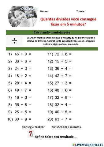 Cálculo mental - Divisão