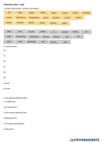 Časování sloves - 8.ABC