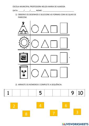 Formas geométricas e sequencia numerica