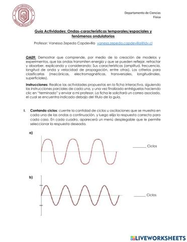 Ondas: características-elementos temporales y espaciales