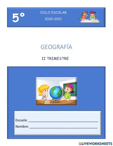 Evaluación segundo trimestre 5° geografía