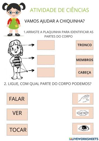 Atividade de ligar com partes do corpo