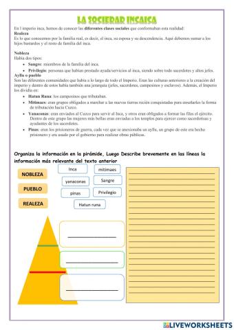 Organizamos un texto expositivo sobre la sociedad Inca