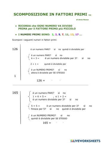 Scomposizione in fattori primi (ter)