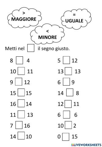 Maggiore, minore e uguale