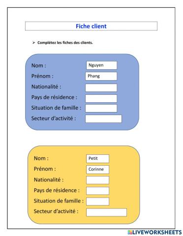 Fiche client