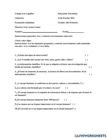 Examen de Ciencias