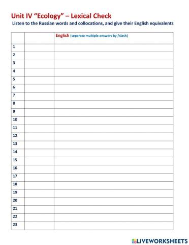 Thematic Unit 4-lexical check