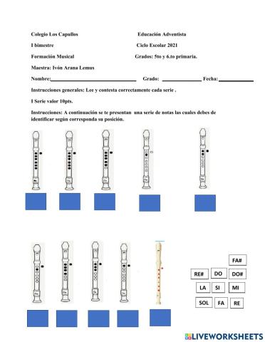 Examen de musica 5.to y 6.to primaria