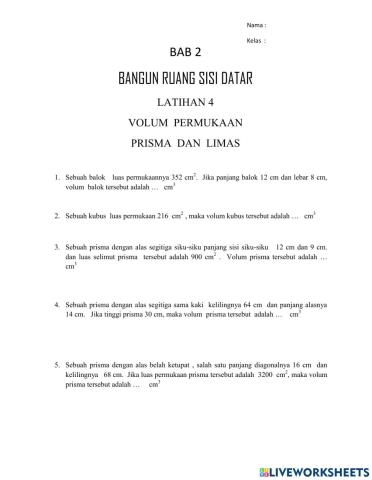 BANGUN RUANG SISI DATAR latihan 4