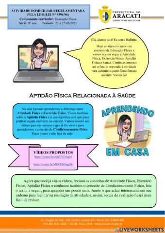 Atividade Física x Exercícios Físicos (revisão)