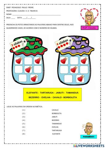 Trissílabas-polissílabas-ordem alfabética