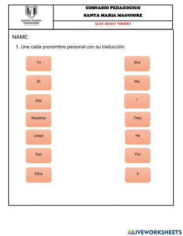 Quiz verb to be and pronouns