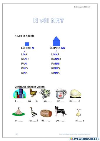 Suluta kaashäälik N - 1.klass