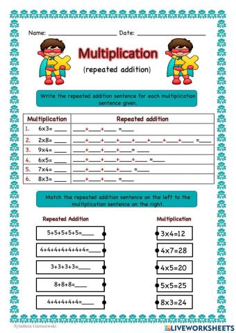 Multiplication (repeated addition)