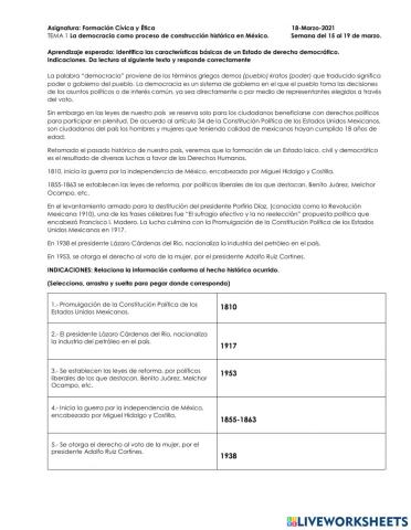 ACT 2. LA DEMOCRACIA COMO PROCESO DE CONSTRUCCIÓN.