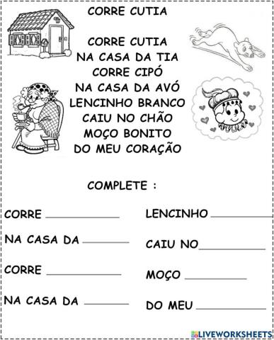 Complete o texto