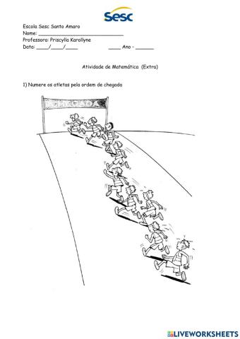 Atividade de Matemática - Extra (Números Ordinais)