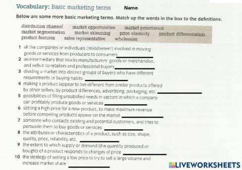 Marketing Terminology