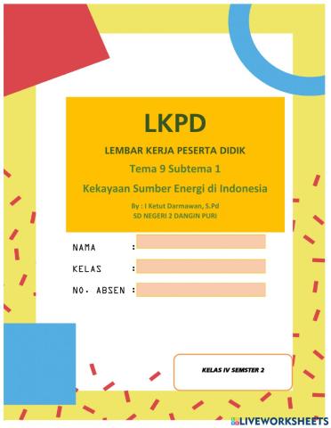 E-lkpd kelas iv tema 9 subtema 1(sumber energi)