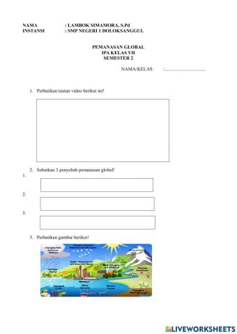 Liveworksheet pemanasan global