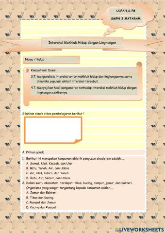 Interaksi Makhluk Hidup dengan Lingkungan