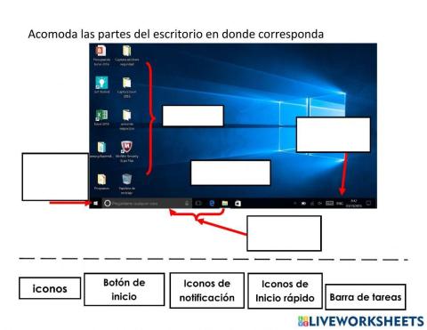 Partes del escritorio de una computadora