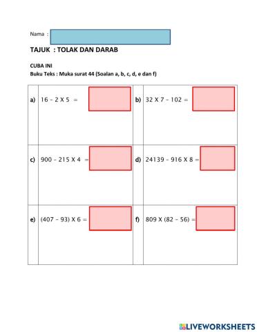 Tolak dan darab