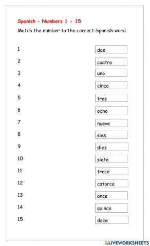 Spanish - Numbers 1-15