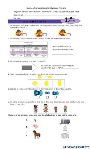 1° examen segundo trimetres -matemáticas