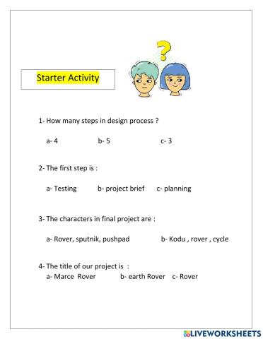 Starter activity