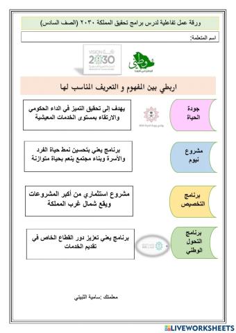 برامج  تحقيق رؤية المملكة 2030