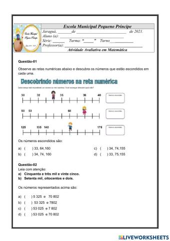 Atividade Avaliativa em Matemática