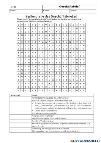 Bestandteile Geschäftsbrief