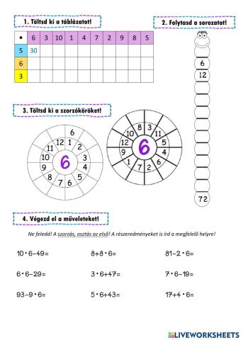 6-os szorzó gyakorló