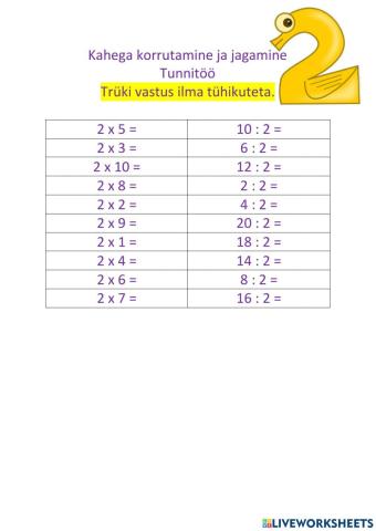 Korrutamine ja jagamine arvuga 2