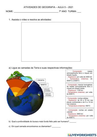 Camadas da Terra e Placas Tectônicas