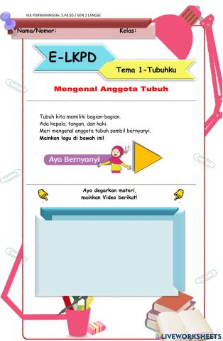 Kelas 1 tema 1 tubuhku