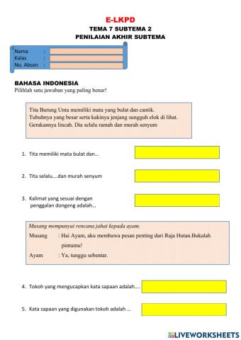 E-lkpd kls.2 tema 7 subtema 2