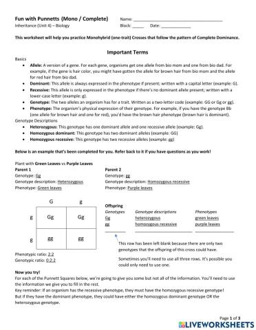 Unit 4 - Fun with Punnetts (Mono-Complete)