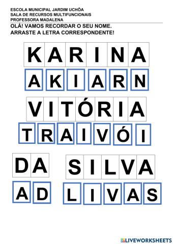 NOME PRÓPRIO KARINA VITÓRIA 5 ANO